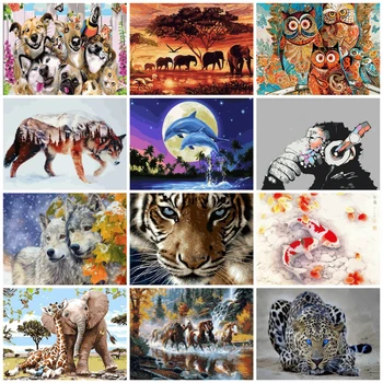 

Muxun 5D Animals Oil Painting By Numbers For Adults Paints By Number Canvas Painting Kits Diy Gift Home Decor Handmake Art Rx021