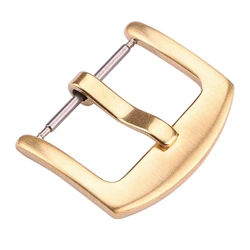 Elegant Two - Tone Stainless Steel Watch Band Buckle - Silver, Gold, and Black Strap Clasp Accessory - 22mm (Gold brushed)
