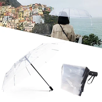 

Folding Umbrella Transparent Auto Close Portable Sun Umbrella Transparent Rain Umbrella Outdoor Home Furnishing Travel Walking