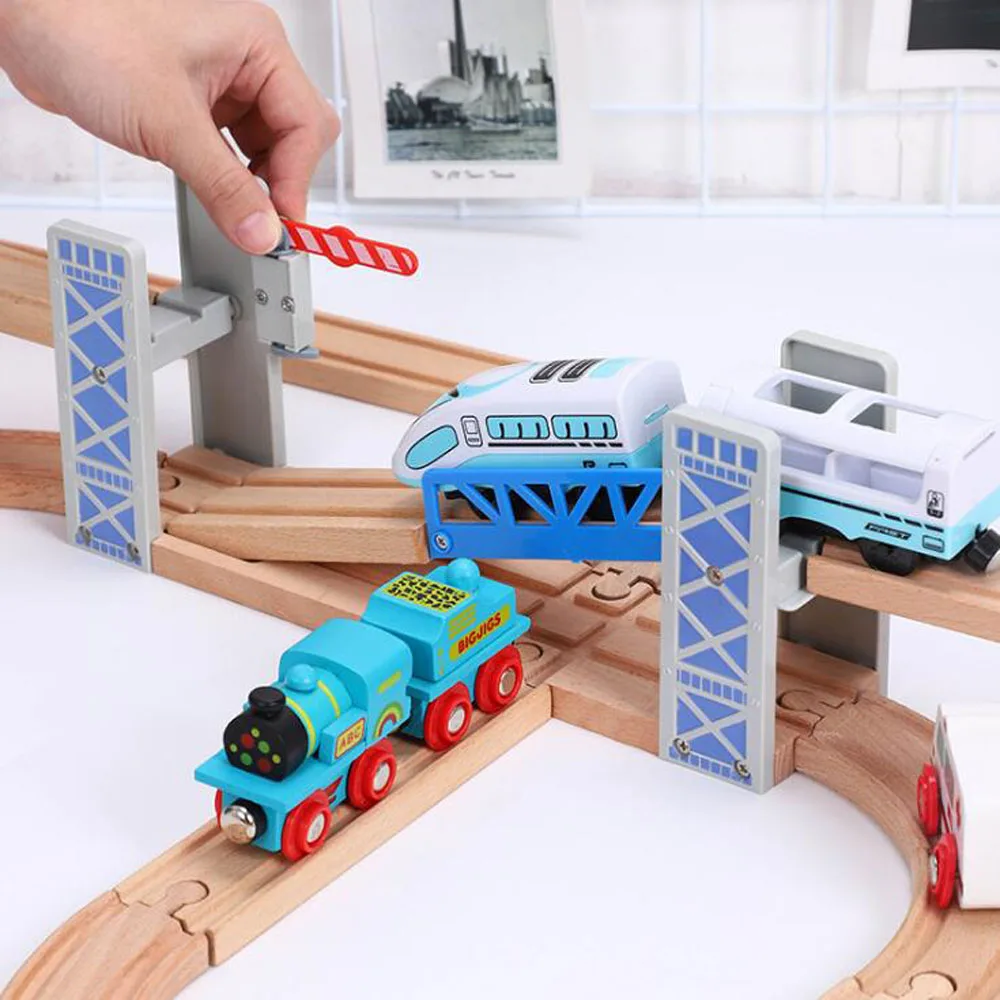 Wooden Train Track Accessories Beech Wooden Railway Train Set Bridge