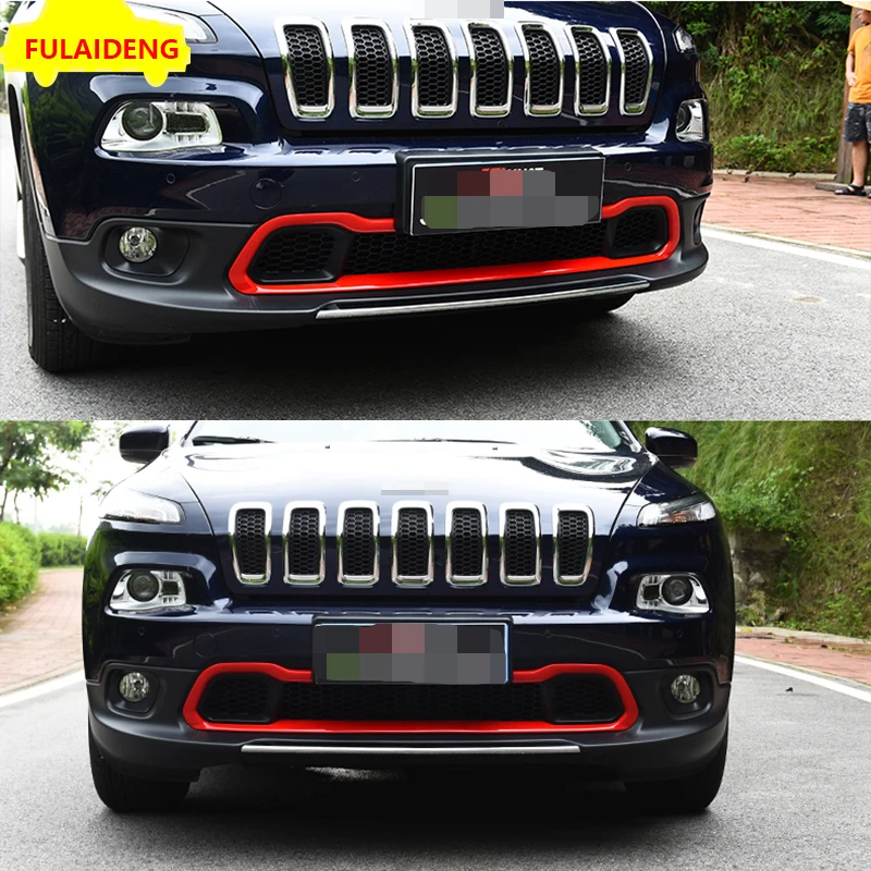 1 шт. для Jeep Cherokee- ABS Хром Передняя Центральная гоночная решетка бампер крышка отделка автомобиля Стайлинг Аксессуары
