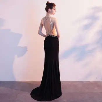 

Annual Meeting Black Evening Female Dress Noble Banquet Temperament High-end Host Long Famous Fishtail ceremony elegant summer