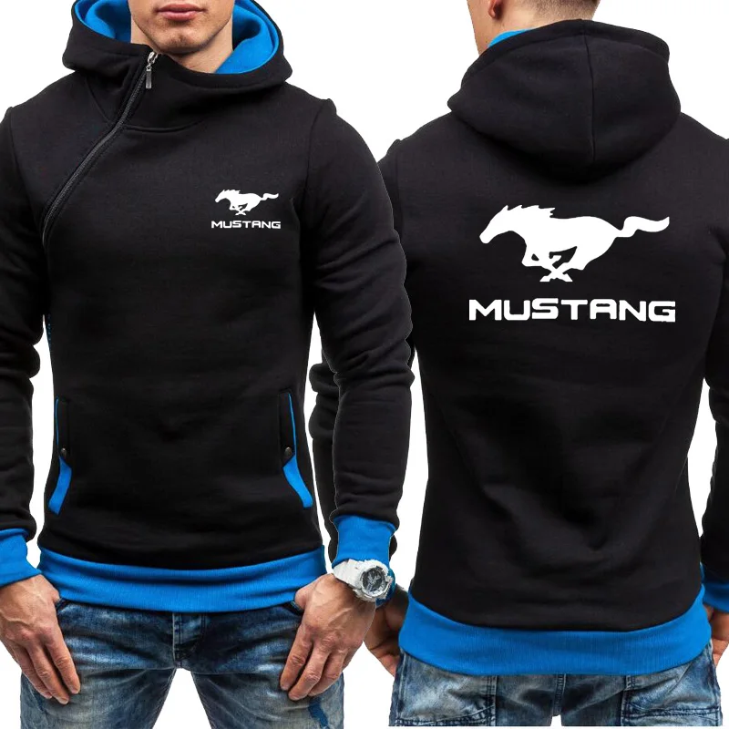 Толстовки для мужчин Mustang логотип автомобиля толстовка модная Толстовка весна осень флис хлопок куртка на молнии хип хоп Harajuku Мужская одежда H - Цвет: as picture