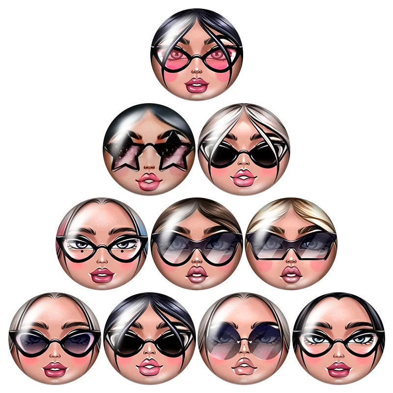 18mm Snap Buttons 10pcs Mixed Round Photo Glass Cabochon Style For 18mm Snap Bracelets Jewelry Gift bracelet jewelry