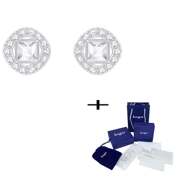 

SWA Exquisite High Quality New Angel Square Simple Style Earrings Temperament Original Ladies Fashion Luxury Jewelry