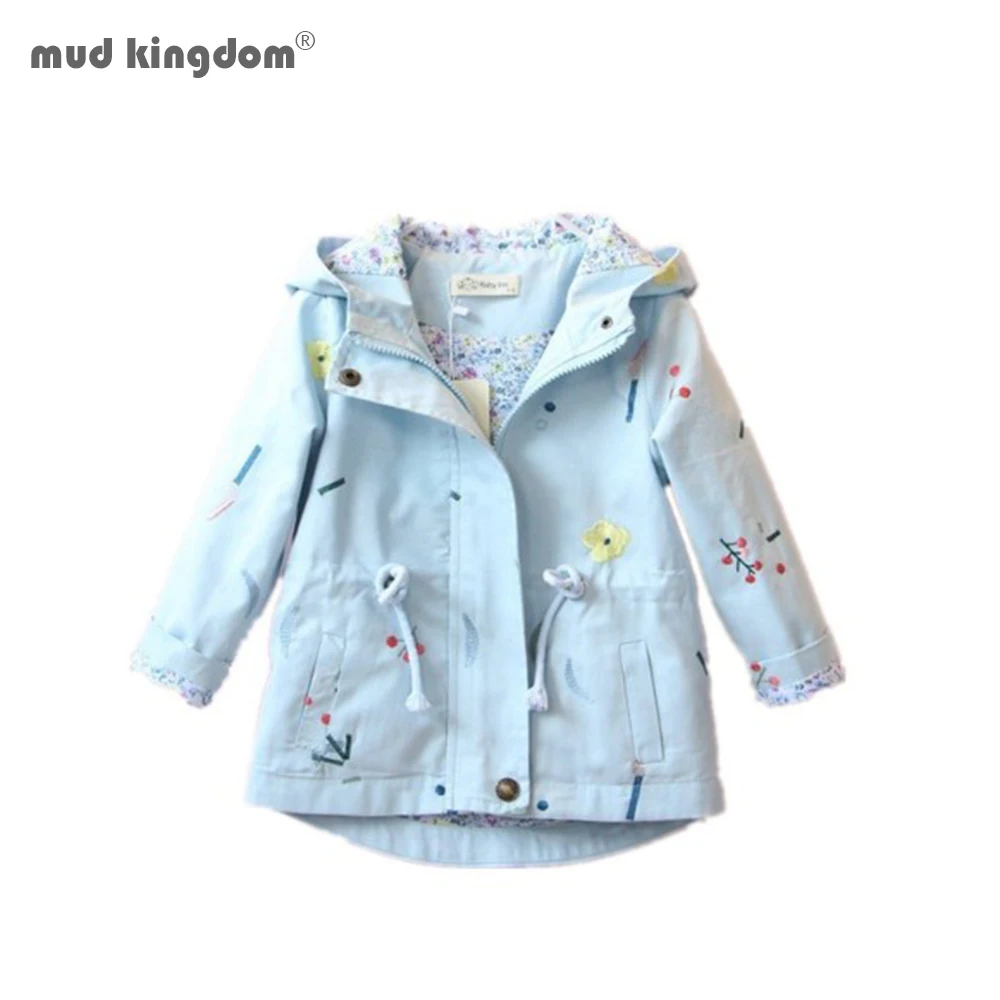 Mudkingdom/комплекты для девочек куртка с капюшоном пальто длинными рукавами и милой вышивкой Сезон осень зима