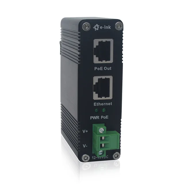 $76.00 Industrial 10/100/1000Mbps 30W PoE Adapter Din-Rail Mount Gigabit PoE+ Injector Midspan with 12~48V DC Input