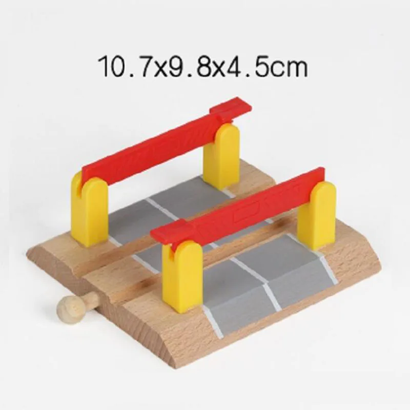 Wooden Train Track Accessories: Double Platform Gas Station & Airplane Airport Educational DIY Toy Set for Children