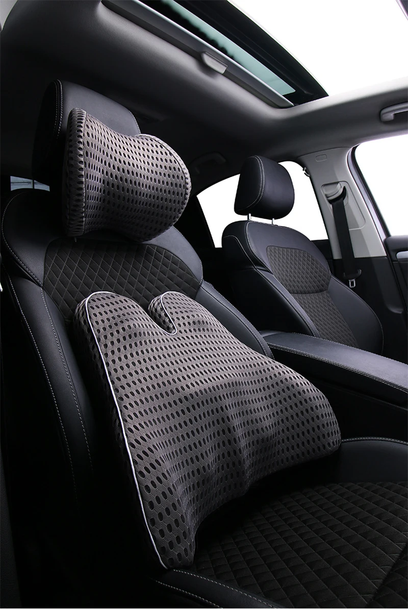 Car Headrest Neck Pillow Support Universal Soft Neck Pillows Cushion Memory Foam Lumbar Pillow Back Support Interior Automotive
