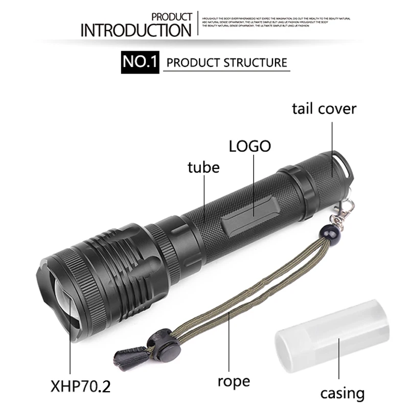 Litwod Z25 P78 CREE XHP70.2 32 Вт Мощный зум-объектив тактический светодиодный фонарик 10000 мАч 26650 18650 батарея