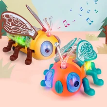 Petite abeille électrique transparente, jouet universel, lumière de marche colorée, jouets musicaux pour enfants, jouet de téléphone pour bébés
