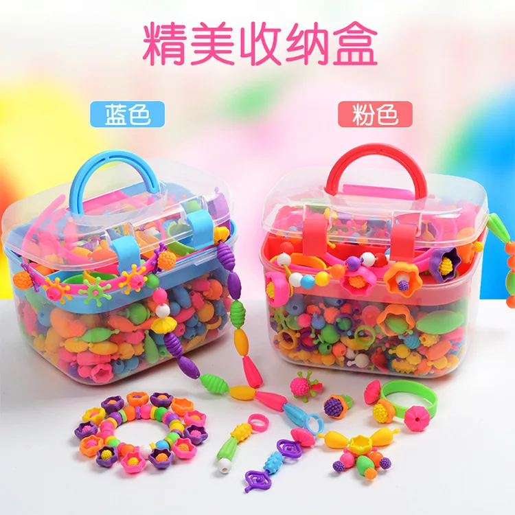 Boutique Boxed Educational Toy Popper Beads DIY String Beaded Bracelet Plastic Beaded Bracelet GIRL'S Toy