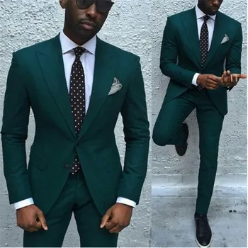 

New Men’s Suit Smolking Noivo Terno Slim Fit Easculino Evening Suits For Men Groomsmen Dark Green Suit Groom Prom Best Man