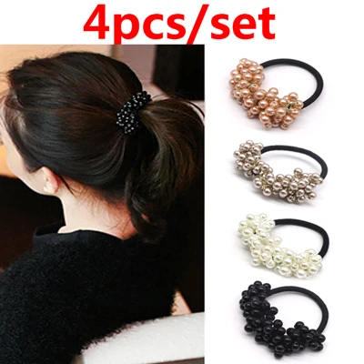 4pcs Style 11 Женские резинки тиара бант из атласной ленты Эластичная резинка для волос Веревка резинки конский хвост держатель резинка для девочек аксессуары для волос - Цвет: 4pcs Style 11