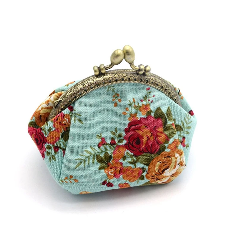 LJL-2 шт кошелек, леди Винтаж цветок мини кошелек для монет, сумочка, кошелек, клатч, сумка, розово-красный и синий