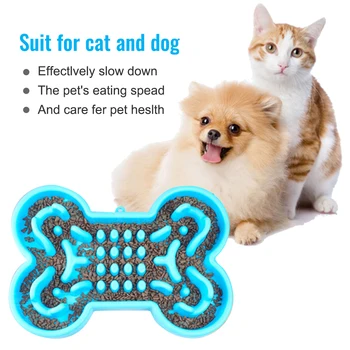 

Pet Dog Bowl Cat Anti Choke Travel Bowl Soft Rubber Slow Food Feeder Dog Food Feeding Dogs Bone Shape Feeders