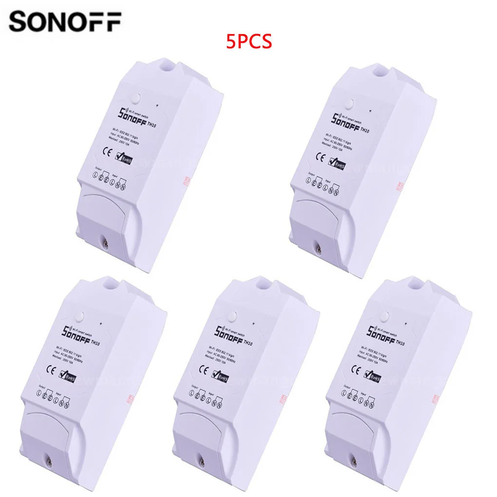 SONOFF 5 шт. TH16 TH10 WiFi смарт-выключатель AM2301 датчик температуры и влажности DS1820