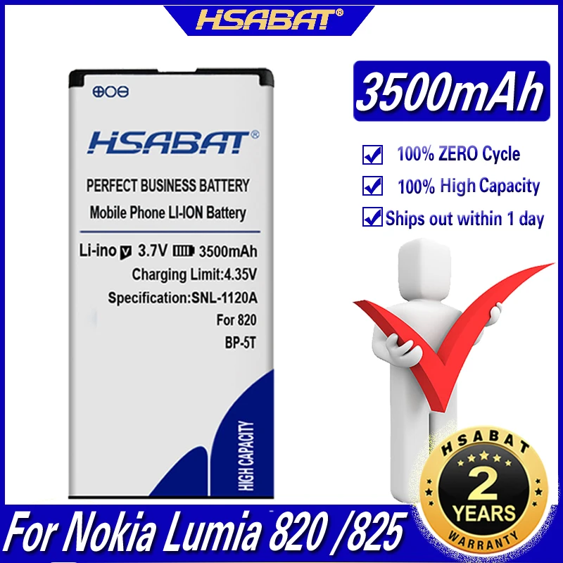 Аккумулятор HSABAT для Nokia Lumia 820 высокая емкость 3500 мА/ч Arrow BP 5T 825 820T 2 825|battery for|battery for