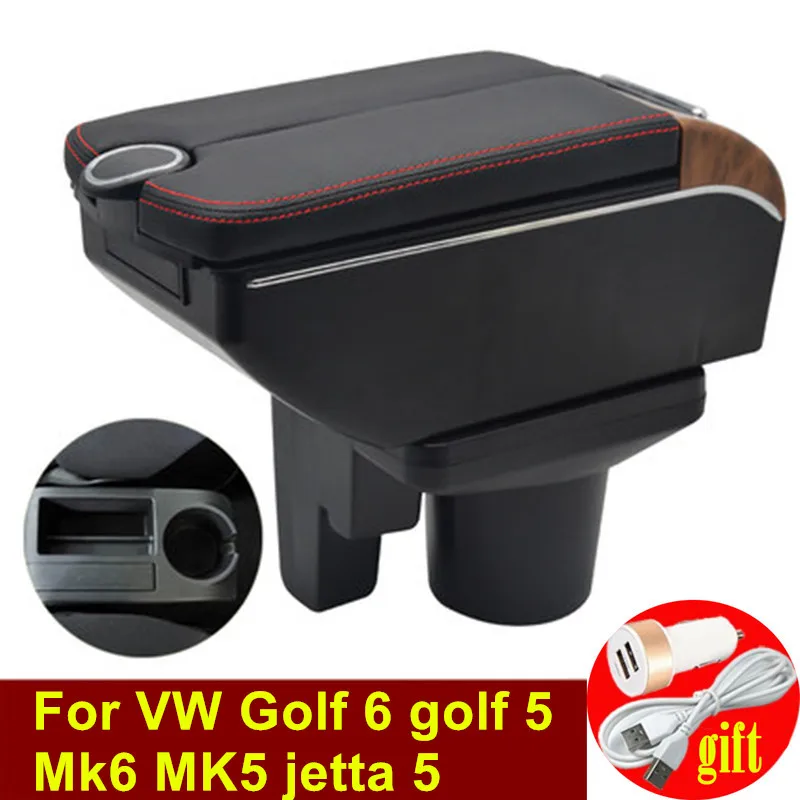 For Vw Golf 6 Golf 5 Mk6 Mk5 Jetta 5 Armrest Box Double Doors Open 7usb