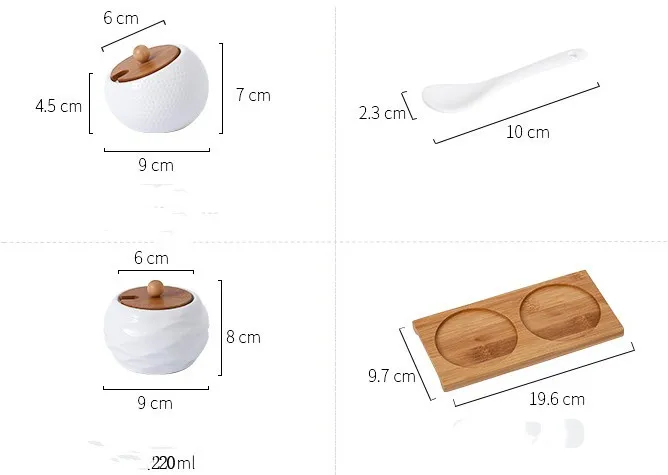 Кухонные аксессуары, набор керамических коробок для специй+ бамбуковый поднос, Набор банок для приправ, контейнер для хранения, дозирующая бутылка для дома