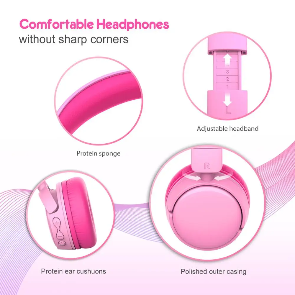 gorsun Wireless Kids Headphones with 85dB Volume Regulator Foldable Bluetooth Stereo Over Ear Kids headsets for boys and girls