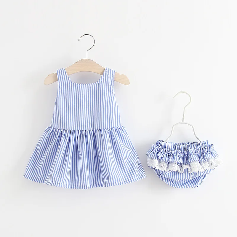 2018-Summer-Wear-New-Baby-Girl-Striped-Lattice-Dress-1-Baby-Summer-Vest-Short-Suit-2 (3)