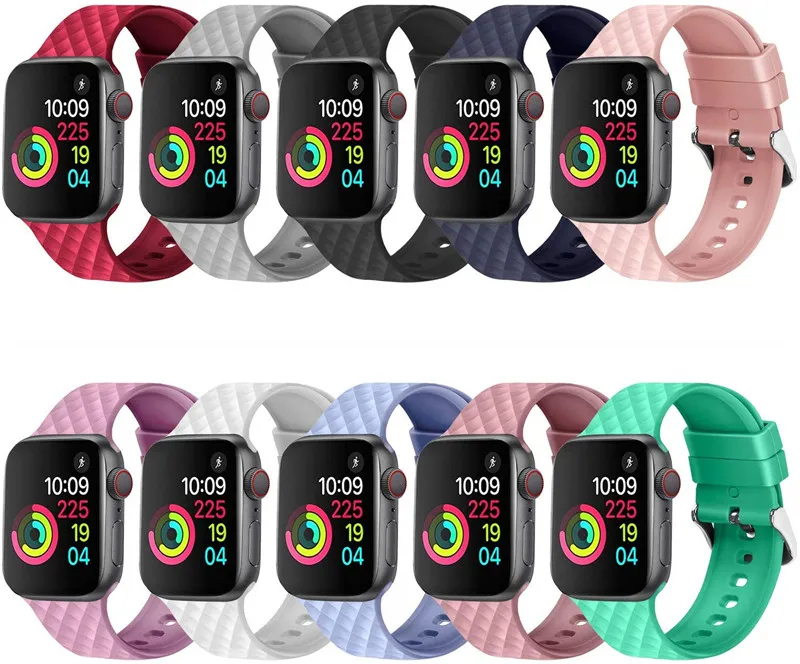 Ремешок силиконовый для Apple Watch band 44 мм 40 спортивный резиновый браслет iwatch Band 38 42
