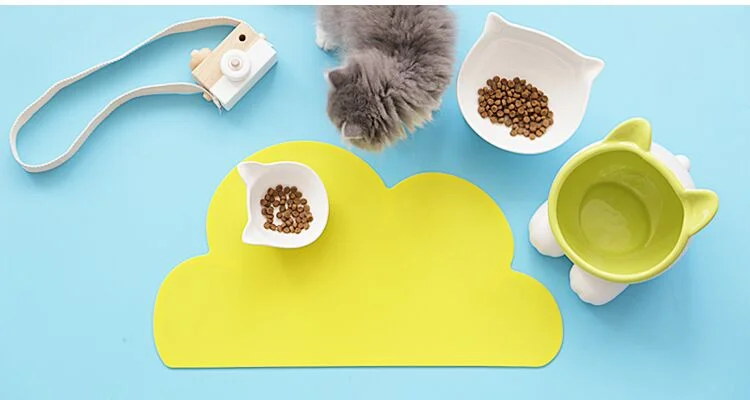 Cute Silicone Cloud Pet Feeding Mat Waterproof Dog Cat Food Pad Mats Dogs Cats Feeder Dish Placemat Pets Cleaning | Дом и сад