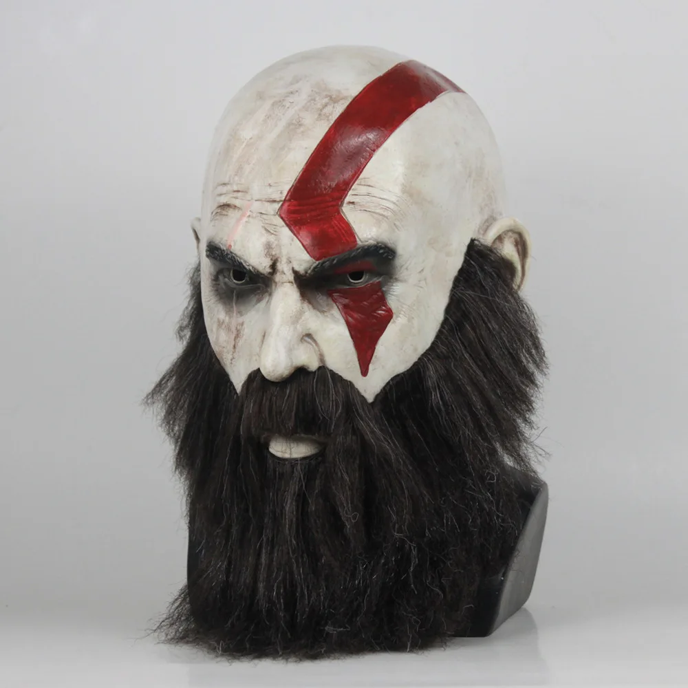 

God of War 4-God of War Kratos Cosplay Latex Mask Wig Beard Halloween Props