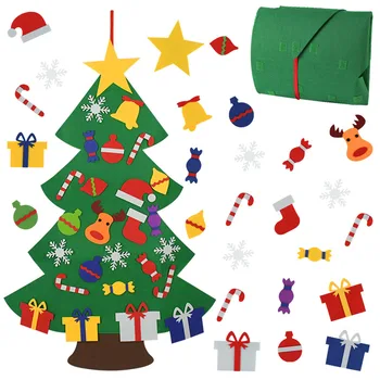 

1Set DIY Felt Christmas Tree with Ornaments New Year Gifts Artificial Tree Kids Toys For Xmas Party Door Wall Hanging Decoration