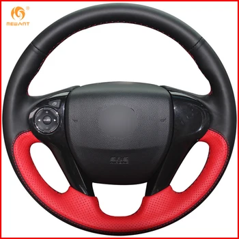 

MEWANT Black Red Genuine Leather Car Steering Wheel Cover for Honda Accord 9 Odyssey Crosstour 2013-2016 Pilot 2017 2018 Parts