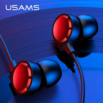 

USAMS In-ear 3.5mm Earphone Metal Hifi Wired headset Microphone Stereo Wired earphones Mic Volume Control Headset for Smartphone