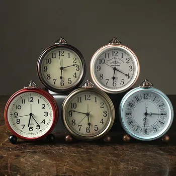

Creative Alarm Clock Personalized Simple American Bedroom Desktop Clock Modern Bedside Mute Table Clock Часы Настольные