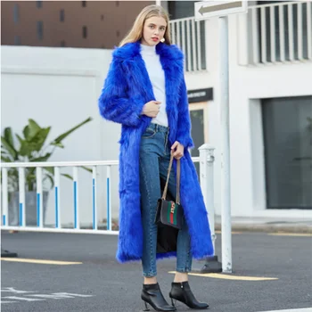 

Ankle Length Faux Fur Coats Women Winter Long Jackets Overcoat Chic Turn Down Collar Faux Fox Fur Jacket Thick Warm Outerwea 715