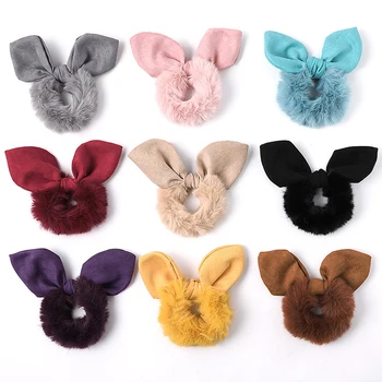 

Cute Elastic Hair Tie Girls Artificial Faux Fur Rubber Elastic Ring Rope Fluffy Tie Hair Accessories Furry Scrunchie Headband