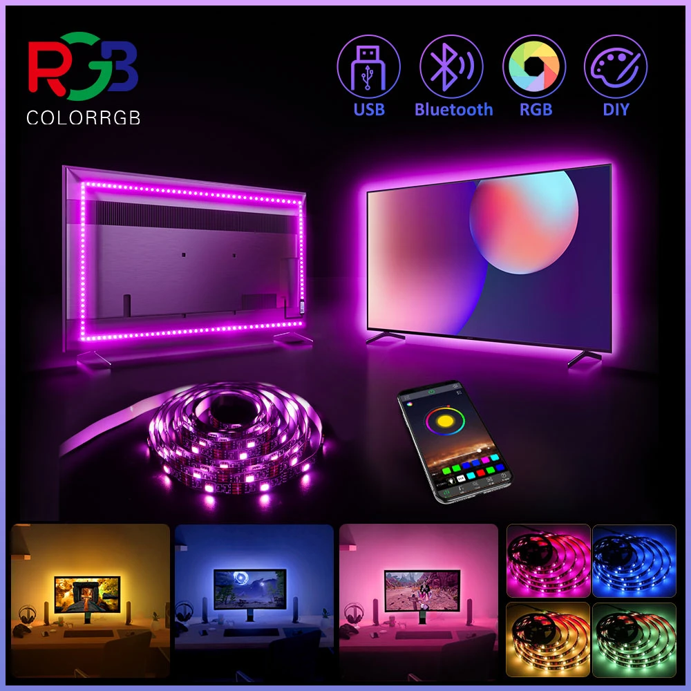 Colorrgb, Backlight For Tv , Usb Powered Led Strip Light ,rgb5050 For 24 Inch60 Inch Tv,mirror