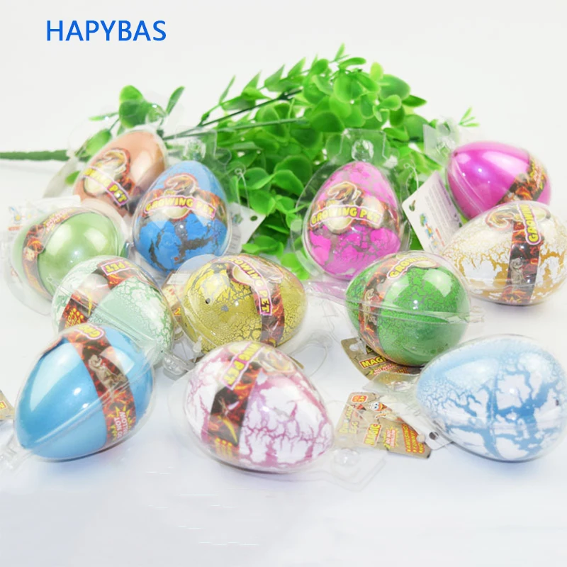 

Wholesale Growing Dinosaur egg Colorful hatching Dinosaur egg Easter egg 7x5cm 12pcs/lot