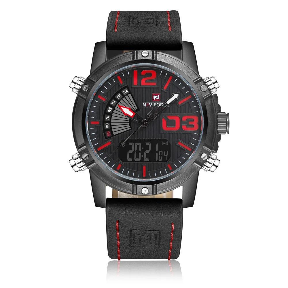 

Naviforce/Xiang 9095 Hot Selling Multi-functional Men LED Dual Display Sports Waterproof Quartz Watch