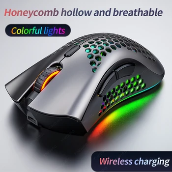 2.4G USB Wireless Rechargeable Mouse,A3 Silent,RGB Colorful Lighting,Hole Hollow Gaming Mice,Suitable For Gamer,Home,Office,etc 1