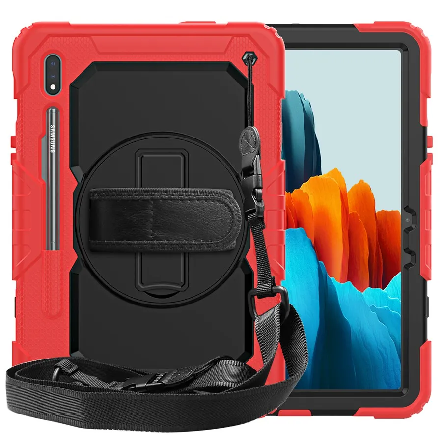 tablet pillow pad Hand Strap 360 Rotatable Kickstand Rugged Protective Case for Samsung Galaxy S7 Plus 2020 Release 12.4 Inch SM-T970/T975/T976 asus tablet charger Tablet Accessories