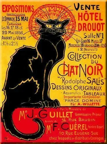 

French Black Cat Theme Retro Wall Decor Metal Tin Sign 8x12 Inch Vintage Bar Club Home Restaurant Kitchen Garage Or Gift