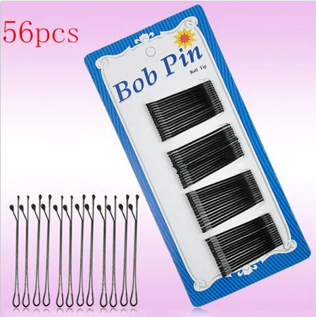 56 Pcs/Lot Black Alloy Hair Clip Popularity Simple Hairpins Bobby Pin Hair Accessories Headwear Ball Tip Bob Pins