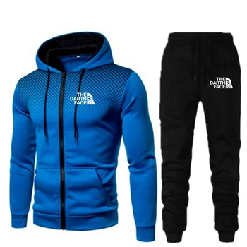 

New Track Suit 2-Piece Men's Sportswear Suit Men's Fleece Hoodie And Pants Men's Workout Clothes Jogger Suit THE DARTH FACE
