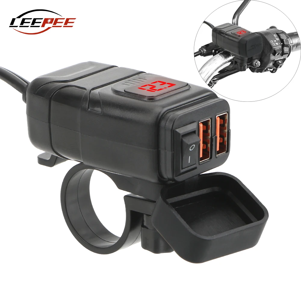 12V Motorcycle USB Chargers 3.0 Power Adapter Digital Kit Dirt Pit Bike Moto Motor Motorbike Accessories Electronics Universal | Автомобили
