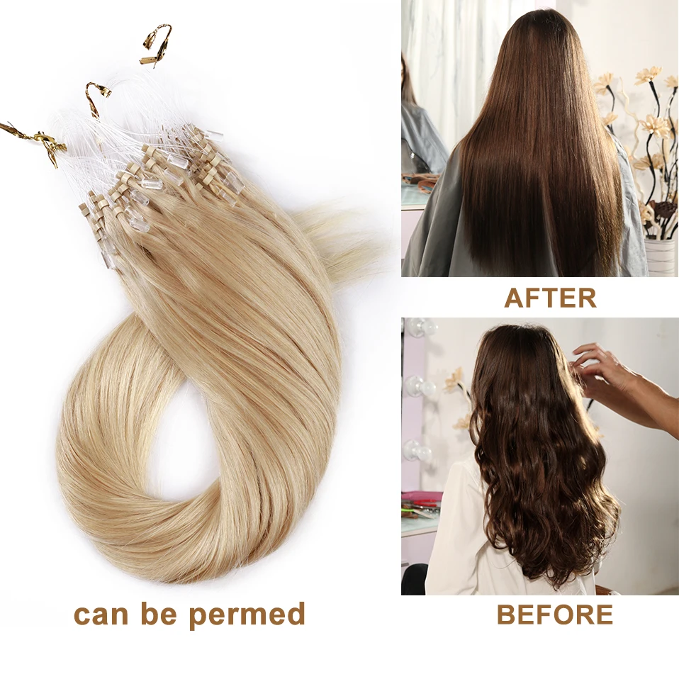 S-noilite 50pcs 1g Micro Loop Human Hair Extension Micro Link Ring Keratin Capsule Straight Natural Hair Bundles Extension