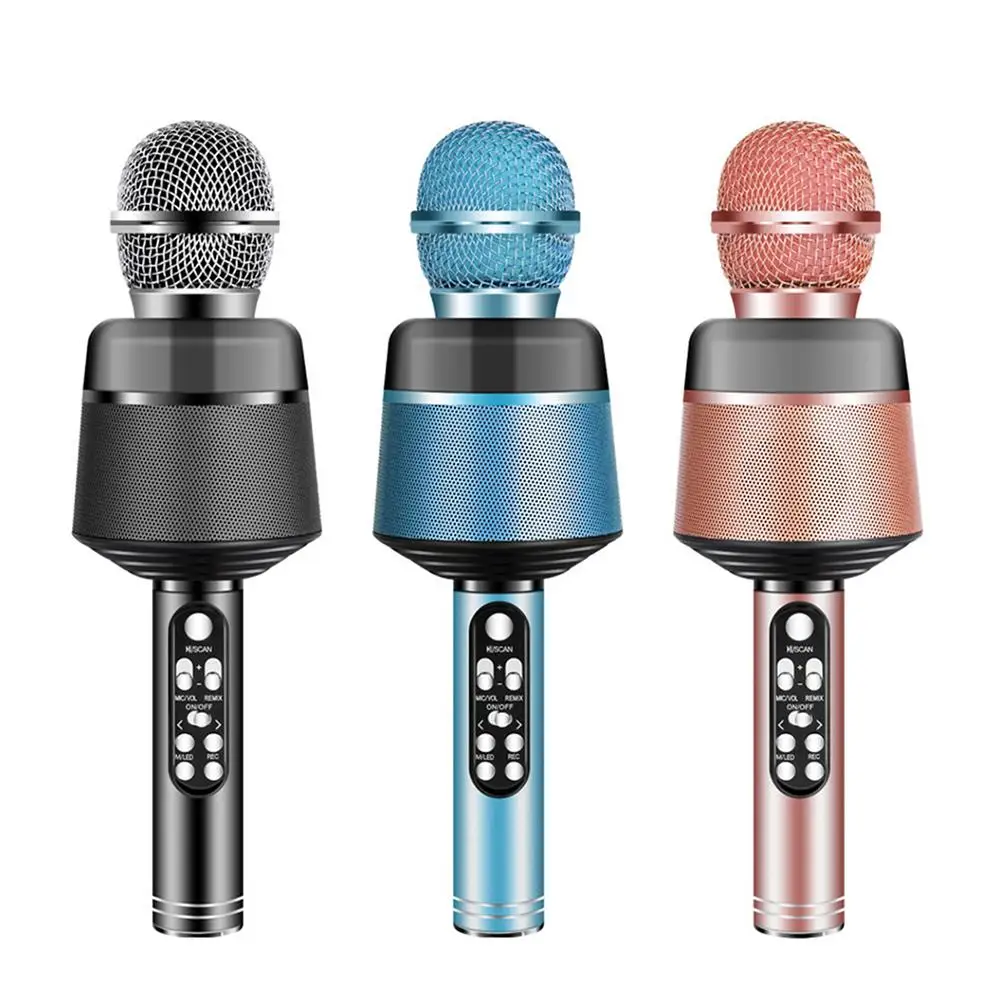 Портативный Bluetooth беспроводной микрофон с мигающими огнями Handhold динамик для