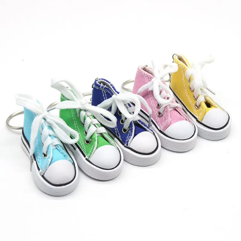 

Pack of 12 Mini Canvas Sneaker Shoes Keychains Keyring Jewelry Color at Random