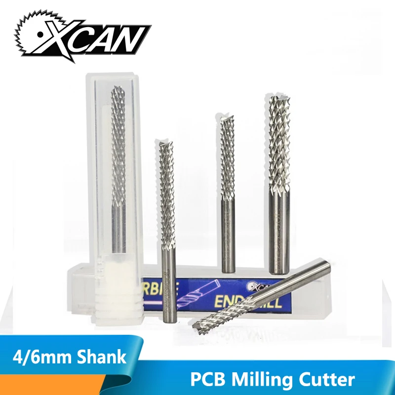 

XCAN 1pc 4mm 6mm Shank Tungsten Carbide End Mills PCB Corn Milling Cutter CNC Router Bits for PCB Engraving Machine Milling Bit