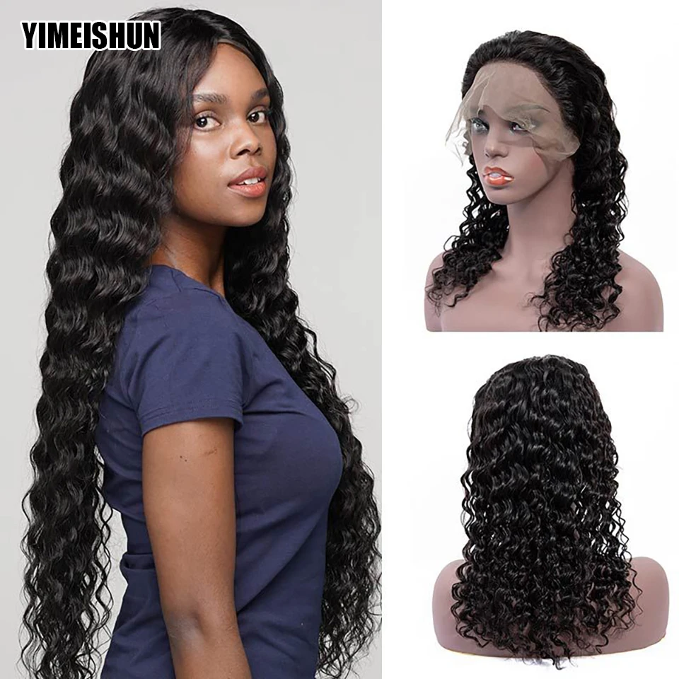 

Deep Wave Wig Frontal 180 Density 13x4 Lace Frontal Wig Curly Human Hair Wig Brazilian Deep Wave Remy Hair YIMEISHUN Hair