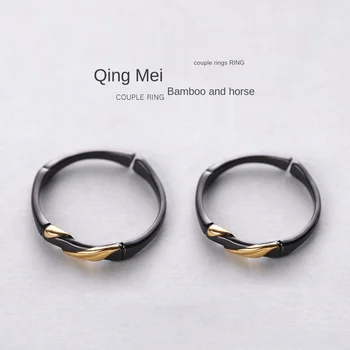 

BUDROVKY 100% s925 Silver Couple Ring Pair Ring a Pair of Simple Jewelry Can be Lettering Valentine's Day Gift Dropshipping